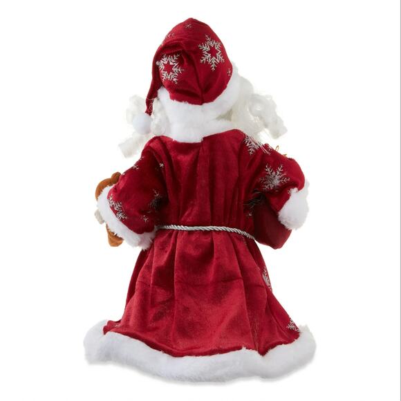 Fiber Optic Plush Santa Claus Christmas Tree Topper 12" LED Red Holiday Lit Bear - Picture 3 of 7